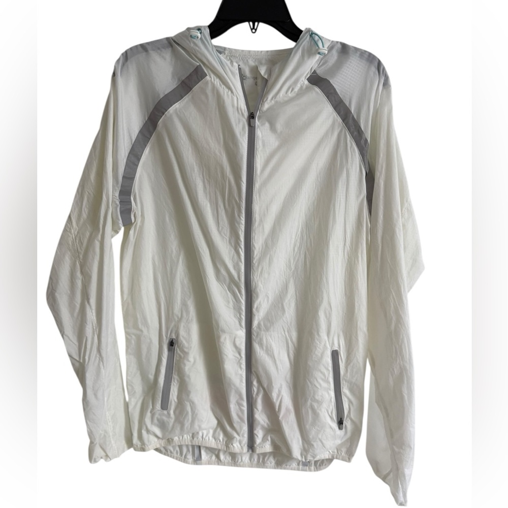 Orange Theory White Reflective Wind Breaker Athletic Jacket, Size Medium